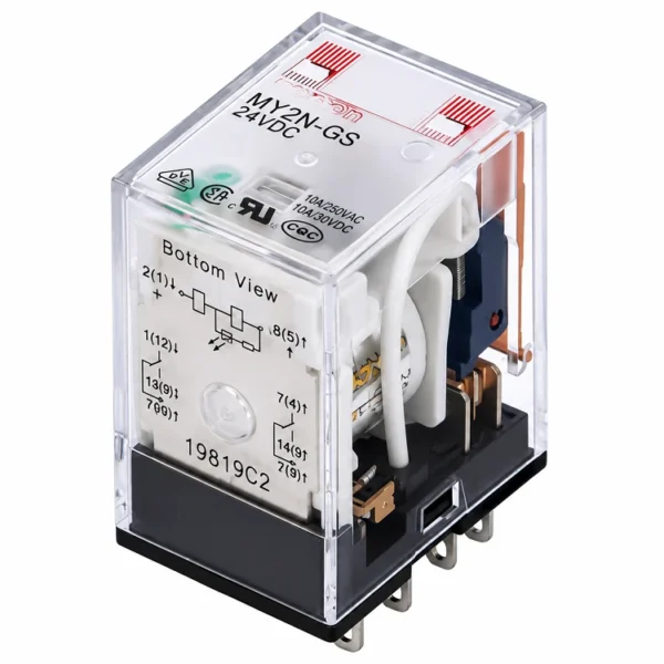 رله 8 پایه دو کنتاکت امرن OMRON مدل MY2N-GS 24VDC (استفاده شده)