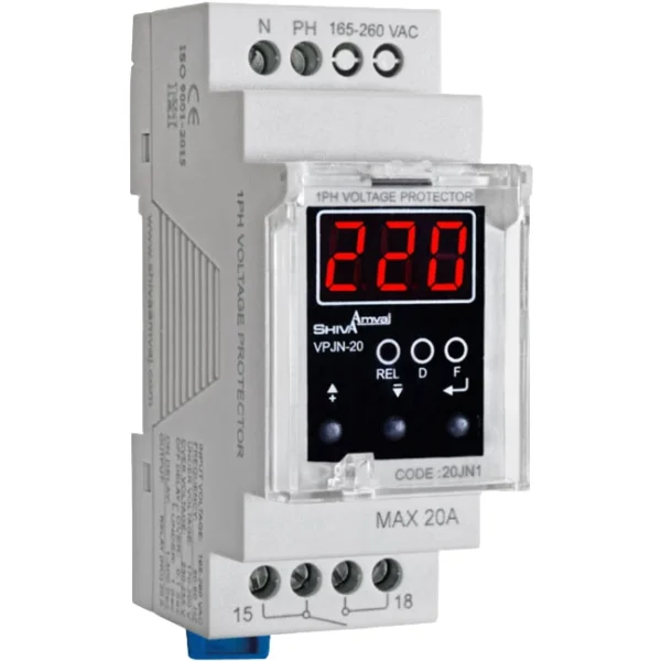 محافظ ولتاژ تک فاز دیجیتال شیوا مدل VPJN-20 سری N