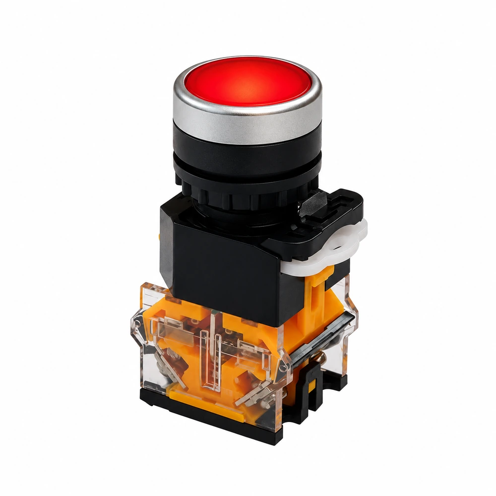 شستی فرمان دوکنتاکت استوپ چراغدار پارس فانال کد PFP5022D-11 RE LED